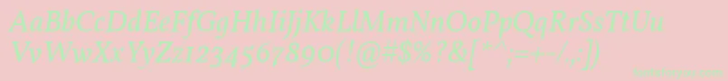 フォントVollkornItalic – ピンクの背景に緑の文字