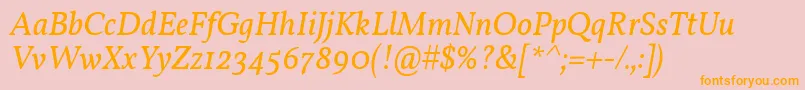 フォントVollkornItalic – オレンジの文字がピンクの背景にあります。
