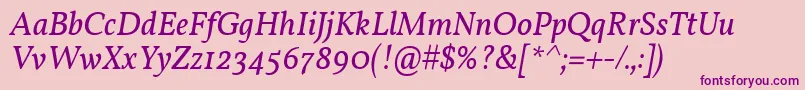 Шрифт VollkornItalic – фиолетовые шрифты на розовом фоне
