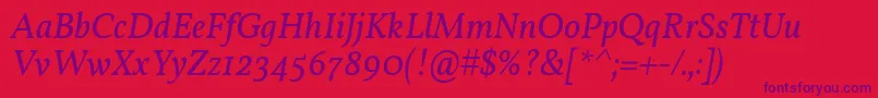 VollkornItalic Font – Purple Fonts on Red Background