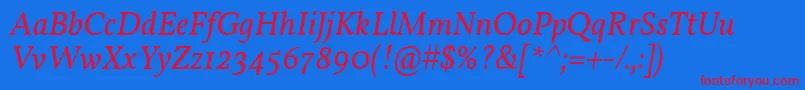 VollkornItalic Font – Red Fonts on Blue Background
