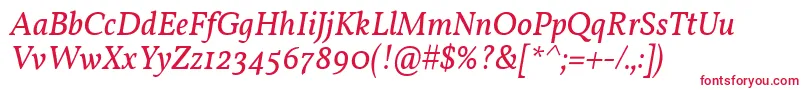VollkornItalic-fontti – punaiset fontit valkoisella taustalla