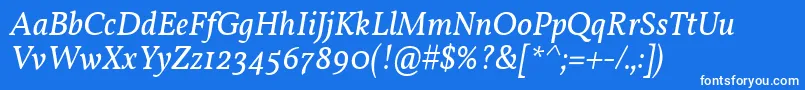 VollkornItalic-fontti – valkoiset fontit sinisellä taustalla