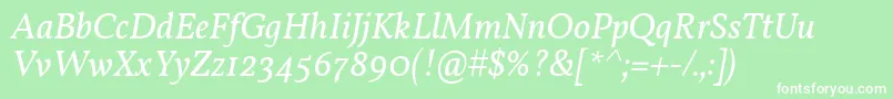 VollkornItalic Font – White Fonts on Green Background