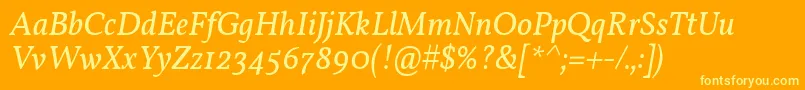 フォントVollkornItalic – オレンジの背景に黄色の文字