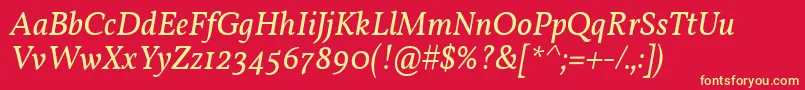 Шрифт VollkornItalic – жёлтые шрифты на красном фоне