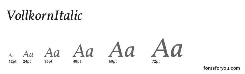 Размеры шрифта VollkornItalic