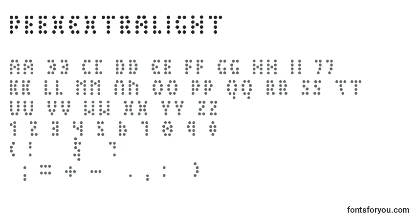Schriftart PeexExtralight – Alphabet, Zahlen, spezielle Symbole