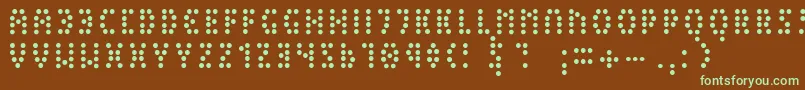 PeexExtralight-fontti – vihreät fontit ruskealla taustalla