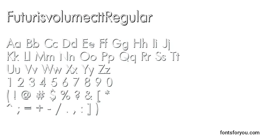 Czcionka FuturisvolumecttRegular – alfabet, cyfry, specjalne znaki