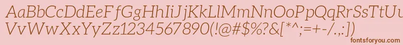 Fonte AleoLightitalic – fontes marrons em um fundo rosa