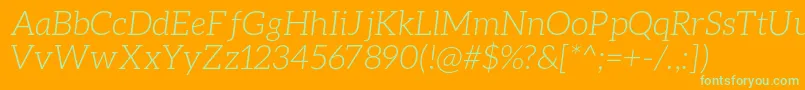 AleoLightitalic Font – Green Fonts on Orange Background