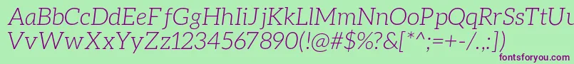 AleoLightitalic Font – Purple Fonts on Green Background