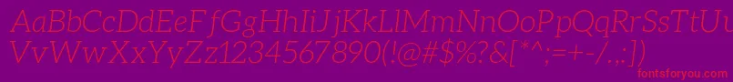 Fonte AleoLightitalic – fontes vermelhas em um fundo violeta