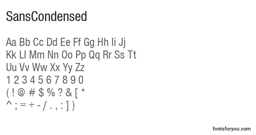 SansCondensed Font – alphabet, numbers, special characters