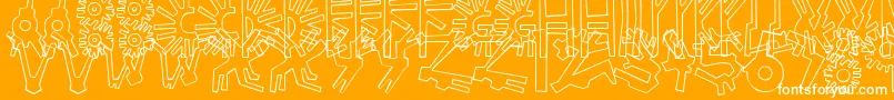 PolloPueblo-Schriftart – Weiße Schriften auf orangefarbenem Hintergrund