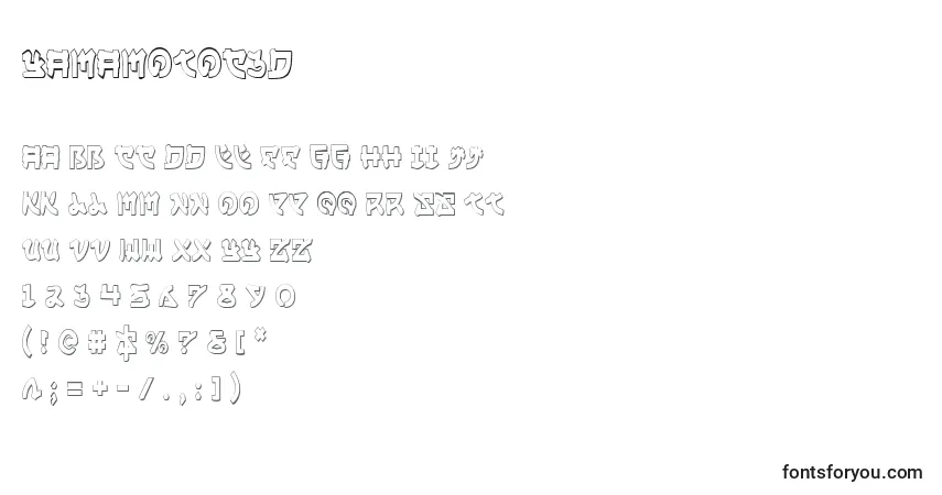 Schriftart Yamamotoc3D – Alphabet, Zahlen, spezielle Symbole