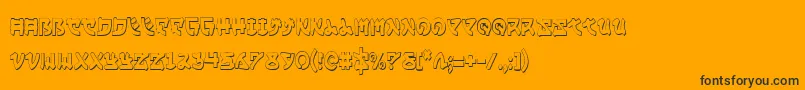 Yamamotoc3D-Schriftart – Schwarze Schriften auf orangefarbenem Hintergrund