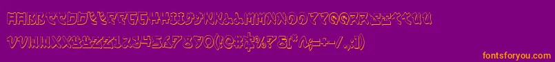 フォントYamamotoc3D – 紫色の背景にオレンジのフォント