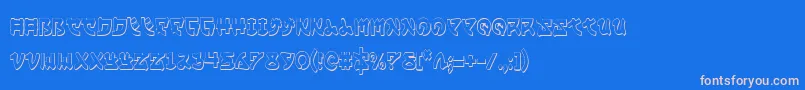 Yamamotoc3D-Schriftart – Rosa Schriften auf blauem Hintergrund