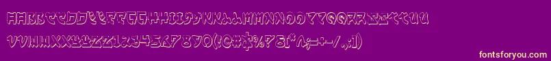 フォントYamamotoc3D – 紫の背景に黄色のフォント