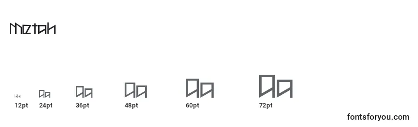 sizes of metah font, metah sizes