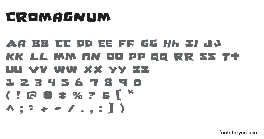 caractères de police cromagnum, lettres de police cromagnum, alphabet de police cromagnum