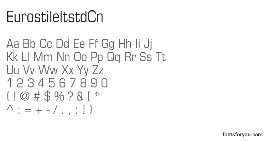 A fonte EurostileltstdCn – alfabeto, números, caracteres especiais