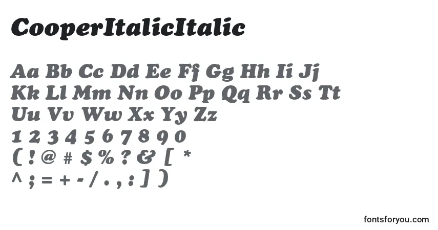 CooperItalicItalicフォント–アルファベット、数字、特殊文字