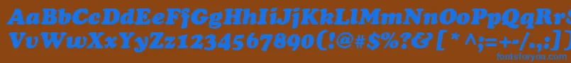 Czcionka CooperItalicItalic – niebieskie czcionki na brązowym tle