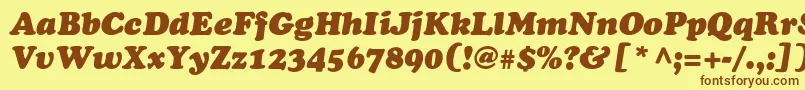 Fonte CooperItalicItalic – fontes marrons em um fundo amarelo