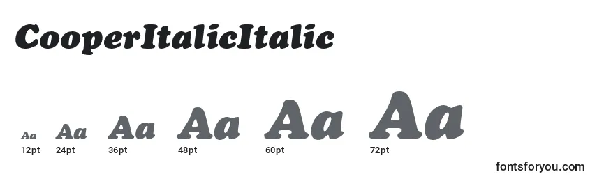 CooperItalicItalic Font Sizes