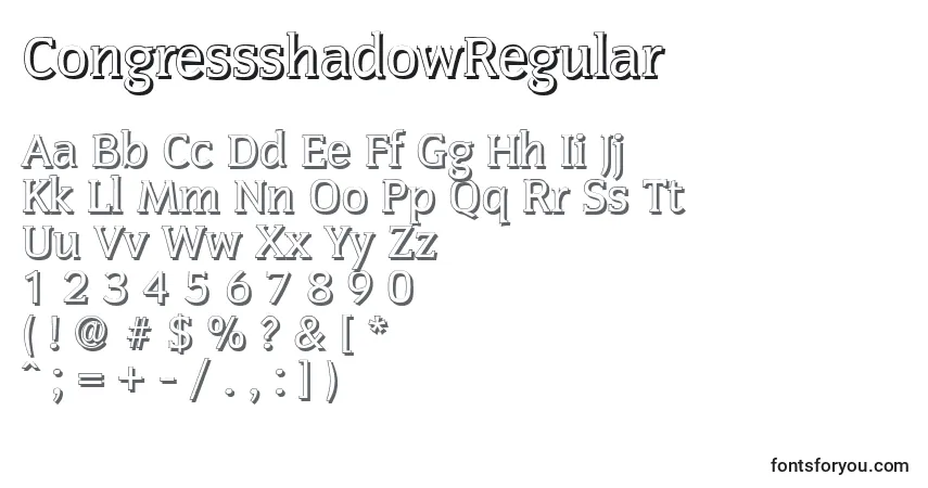 Шрифт CongressshadowRegular – алфавит, цифры, специальные символы