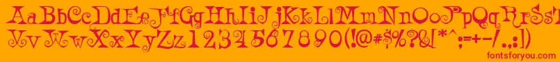 AWeirdPartyalt-Schriftart – Rote Schriften auf orangefarbenem Hintergrund
