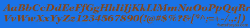フォントKeplerstdBoldextit – 茶色の文字が青い背景にあります。
