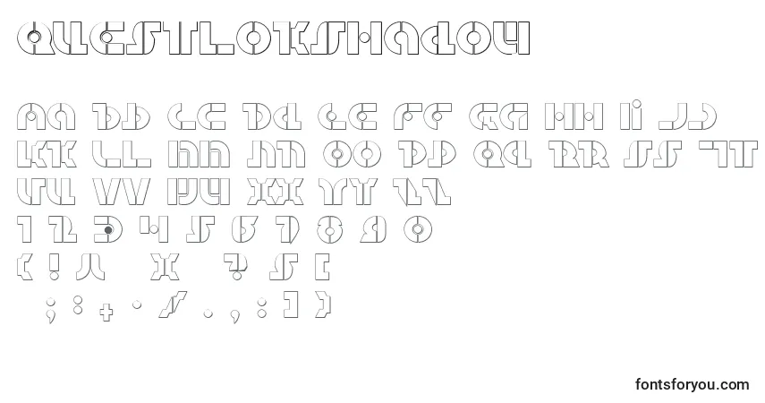 Czcionka QuestlokShadow – alfabet, cyfry, specjalne znaki