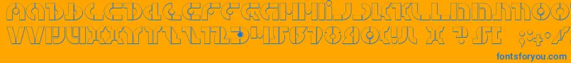 QuestlokShadow-Schriftart – Blaue Schriften auf orangefarbenem Hintergrund