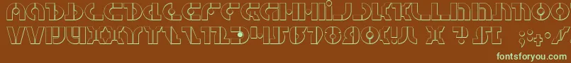 フォントQuestlokShadow – 緑色の文字が茶色の背景にあります。