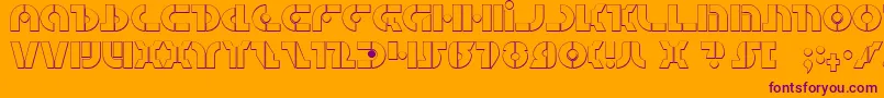 QuestlokShadow-Schriftart – Violette Schriften auf orangefarbenem Hintergrund