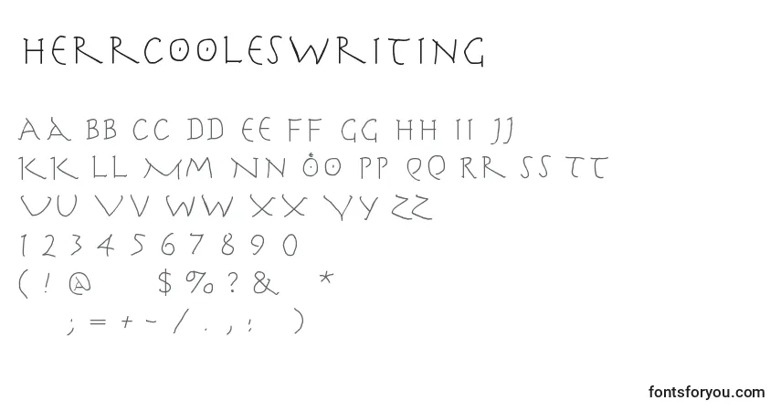 Herrcooleswriting-fontti – aakkoset, numerot, erikoismerkit