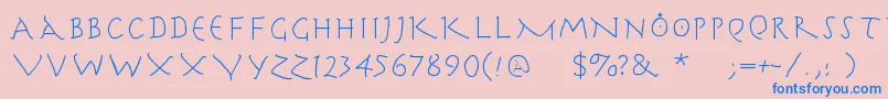 Fonte Herrcooleswriting – fontes azuis em um fundo rosa