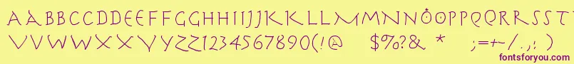 Herrcooleswriting Font – Purple Fonts on Yellow Background