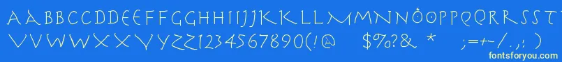 Herrcooleswriting Font – Yellow Fonts on Blue Background
