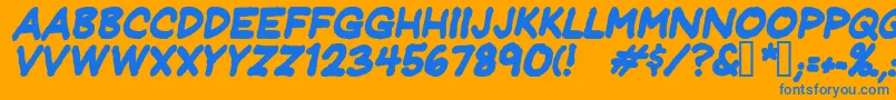 JeffreyprintJlBoldItalic-Schriftart – Blaue Schriften auf orangefarbenem Hintergrund