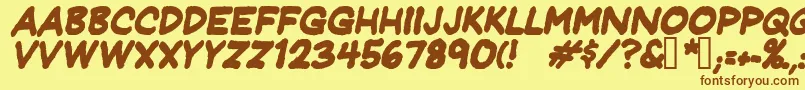 フォントJeffreyprintJlBoldItalic – 茶色の文字が黄色の背景にあります。