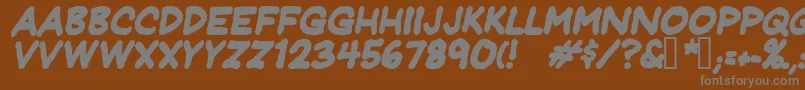JeffreyprintJlBoldItalic-fontti – harmaat kirjasimet ruskealla taustalla