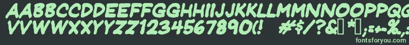 JeffreyprintJlBoldItalic-fontti – vihreät fontit mustalla taustalla
