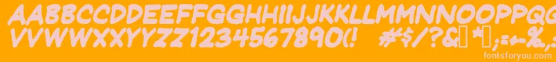 JeffreyprintJlBoldItalic Font – Pink Fonts on Orange Background