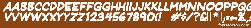 JeffreyprintJlBoldItalic-fontti – valkoiset fontit ruskealla taustalla