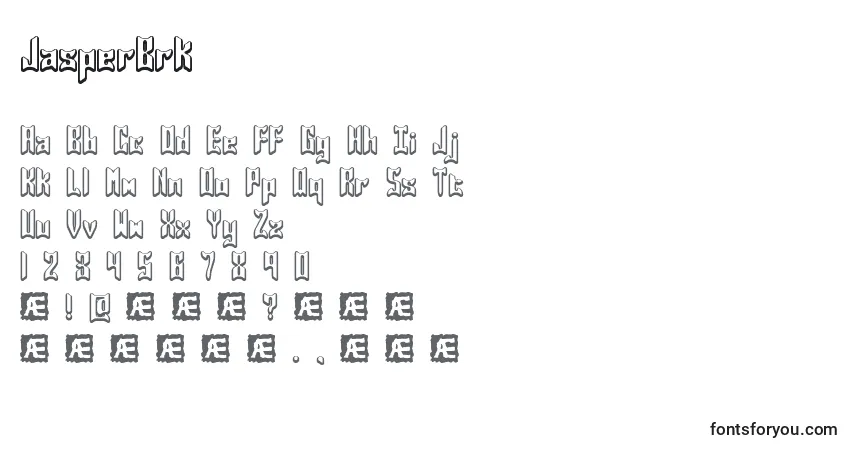 Czcionka JasperBrk – alfabet, cyfry, specjalne znaki